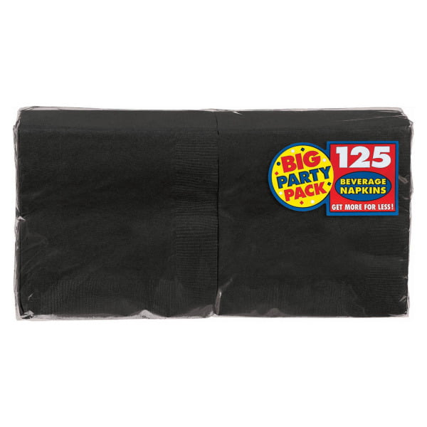 50ct Black Party Supplies One Size Amscan 3-Ply Beverage Napkins