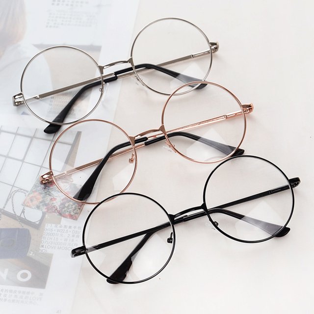 Guardurnaity Mujeres Hombres marco de metal Lente transparente Círculo Gafas Vintage Lentes Rosa Guardurnaity YJ1092-03