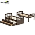 thumbnail image 4 of Bellemave Brown Twin over Twin Bunk Bed with Trundle Bed and 3 Drawers, Wood Frame Bunk Bed Twin Size with Storage for Bedroom, 4 of 10