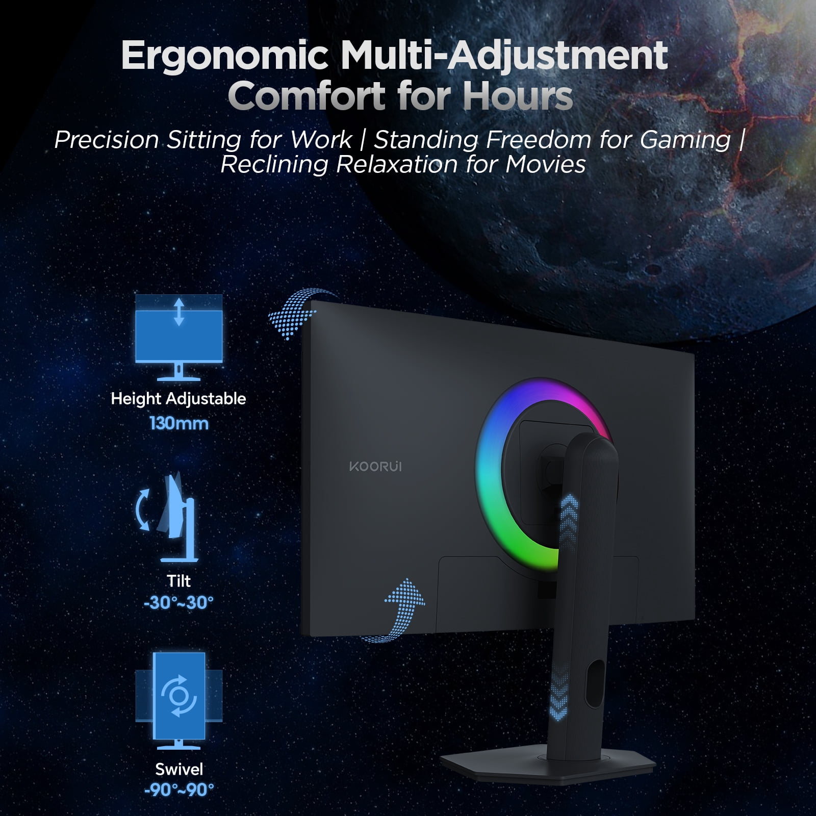 KOORUI, 27‚Äù 4K UHD QD-Mini LED Gaming Monitor, 160Hz/320Hz, HDR