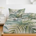 thumbnail image 6 of Twin XL Size Fitted Sheet Set - Palm Leaf 2 Piece Bedding Sets 16" Deep Pocket Fitted Sheet with 1 Pillowcases, Green Tropical Plant Summer Botanical Brushed Microfiber Hotel Luxury Bed Sheets, 6 of 9