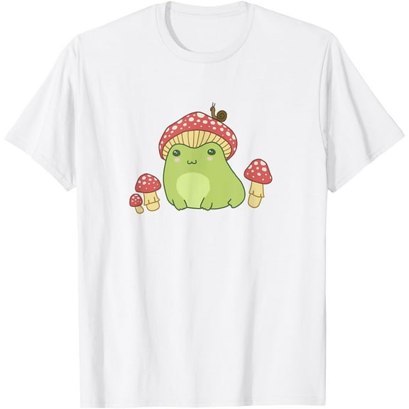 Cottagecore Aesthetic Frog with Mushroom Hat and Snail Unisex T-Shirt for Men Women Kids Toddler