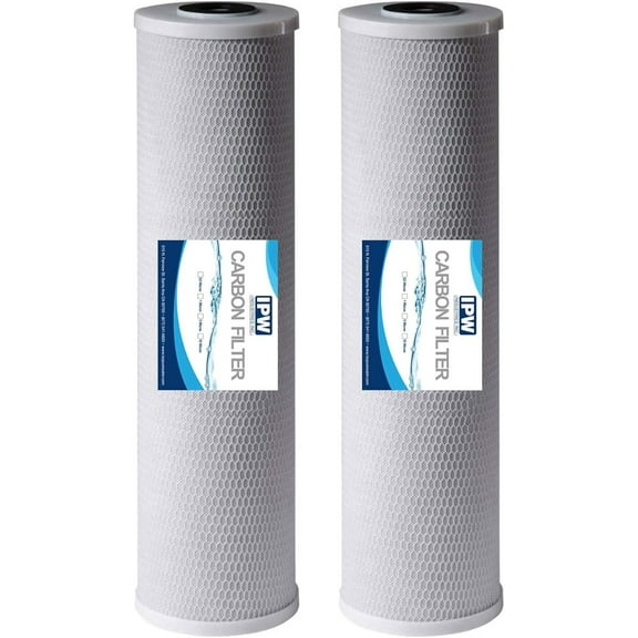 High Capacity 20” x 4.5” Full Flow Water Filter Replacement Cartridges - CTO Carbon Block - Fits Standard 20" x 4.5" Whole House Water Filtration Systems - 2 PACK