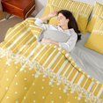 thumbnail image 5 of Castle Fairy Retro Striped Panel Full Size Bedding Sets 7 Pieces,Minimalism Tiny Heart Full Size Bed in a Bag,Mustard Yellow White,Reversible, 5 of 7