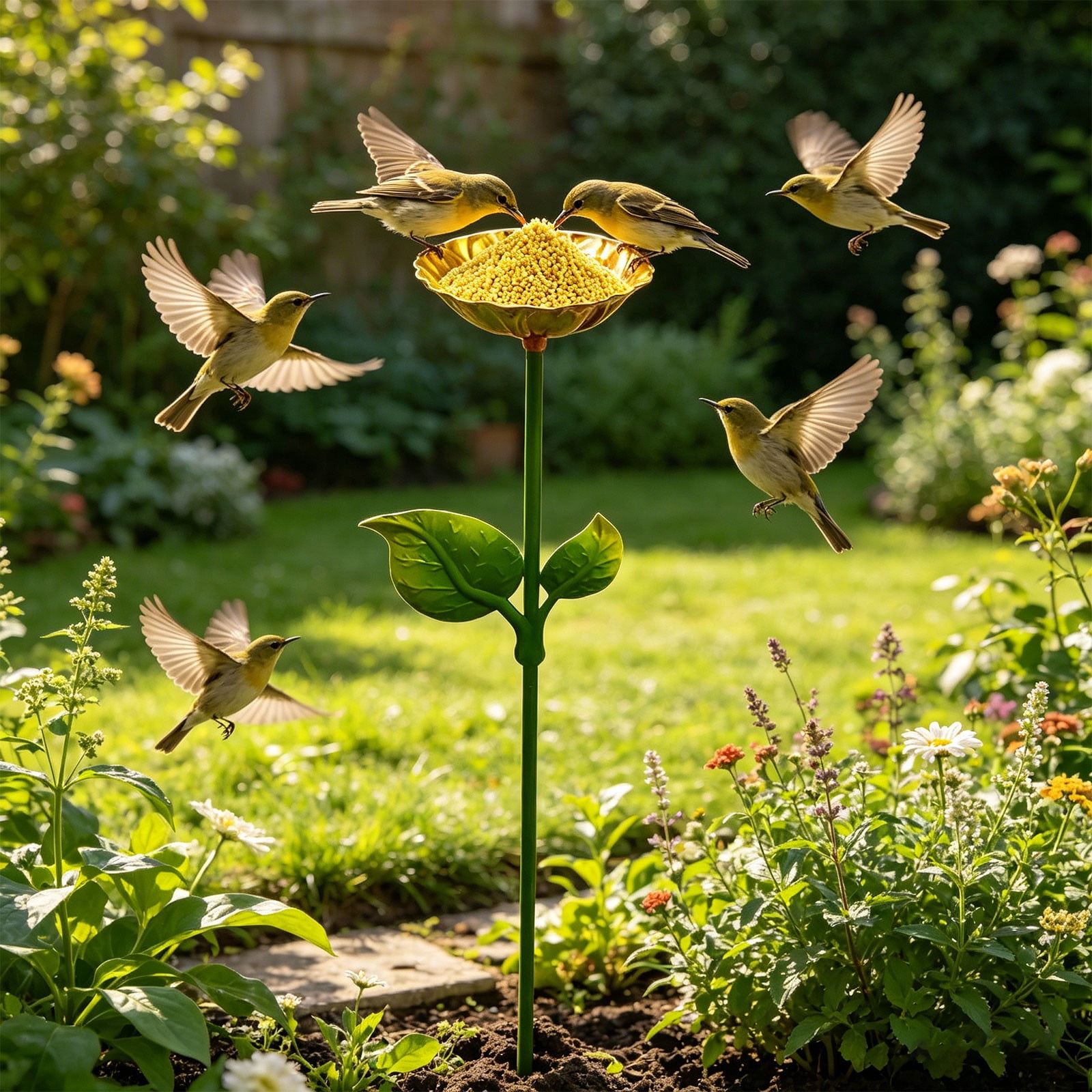 Werulen Iron Bird Bath Ground Stake Sturdy Stable Base,Outdoor Garden Yard Bird Care Feeding,Bird Bath,Garden Yard Decor,Bird Feeding Tool