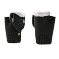 thumbnail image 2 of Xfvqtps Mens and Womens Fingerless Gloves with Flip Cover Knitting Plush Lining Solid Color Simplicity Windproof Warm for Cold Weather Winter Mittens Black, 2 of 4