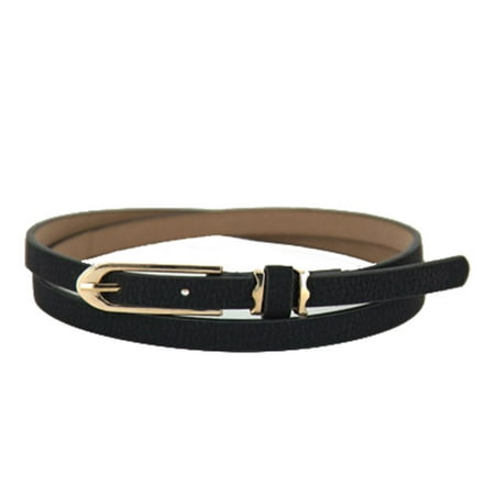 Lovely Women Girl Buckle Candy Color Thin Skinny PU Leather Belt