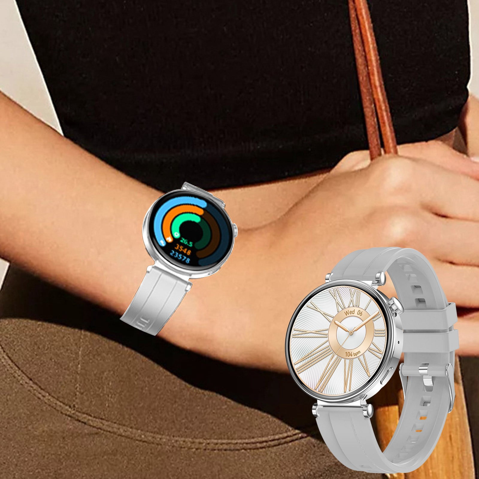 AZXY Smart Watch,Smartwatch,Fitness Smart Watches,Smart Watches for Men,Waterproof Cheap Bluetooth Smart Watch for Women Android with Calling Talk Music Clearance,Silver