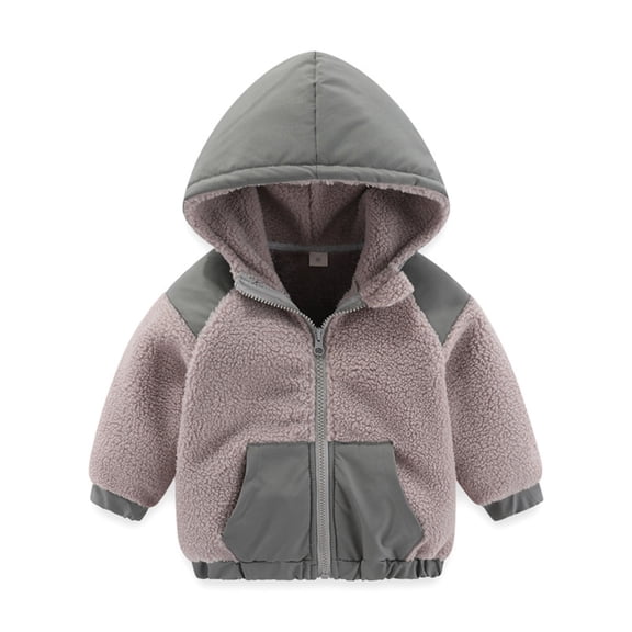 Atogsazn Toddler Baby Girls Sherpa Jacket Kids Zip Up Fuzzy Hooded Coat with Pocket Winter Warm Tops Hoodies Gray 7-8 Years Fashion