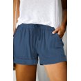 thumbnail image 3 of Women's Blue Elastic Waist Drawstring Pocket Shorts, 3 of 8