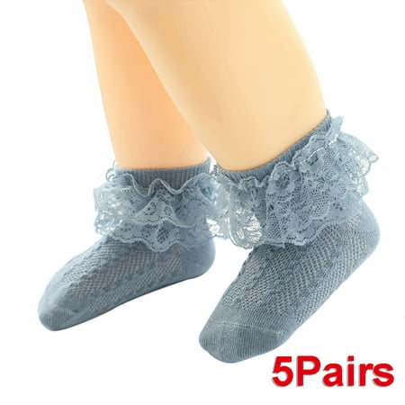 

5 Pairs Children s Socks Girls White Princess Mesh Ballet Baby Floral Newborn Accessories Kids Toddlers Infant Clothing(1 Year Blue)