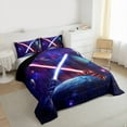 thumbnail image 3 of jejeloiu Galaxy Stars Planet Full Size Comforter Sets,Fashion Gamer Gaming Bedding Comforter Set,Purple Red Blue Bedding Sets For Teens,Luxury Bedroom Decor Reversible,3-Piece, 3 of 8