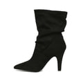thumbnail image 4 of Women Faux Suede Slouchy Pointy Toe Stiletto Mid Calf Boot 19178, 4 of 6