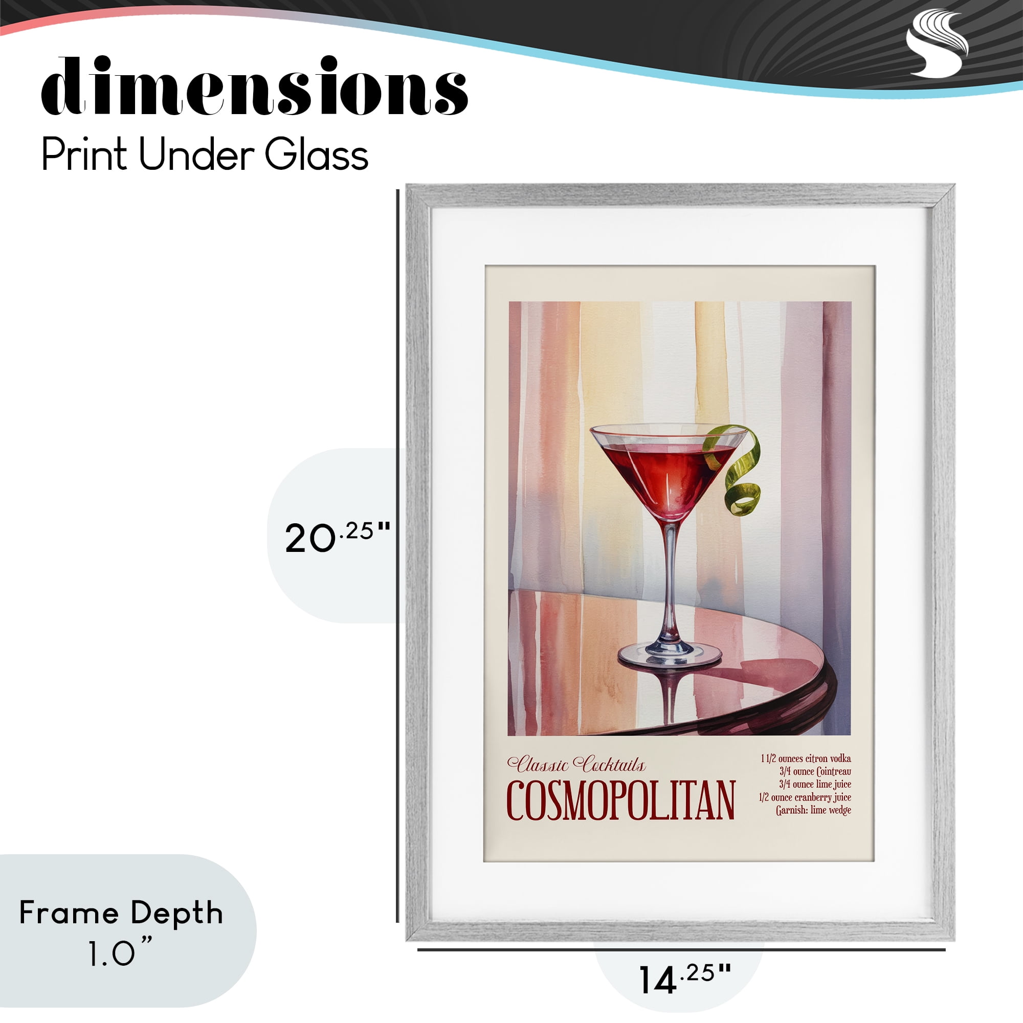 Stupell Industries Cosmopolitan on Reflective Table Gray Framed Print Under Glass, design by Andreas Magnusson