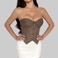 thumbnail image 6 of LEAVINGSUO Corset Tops for Women Vintage Court Style Plaid Strapless Shaping Top Boned Slim Waist Pointed Hem Bustier Club Daily Outfit Coffee L, 6 of 6
