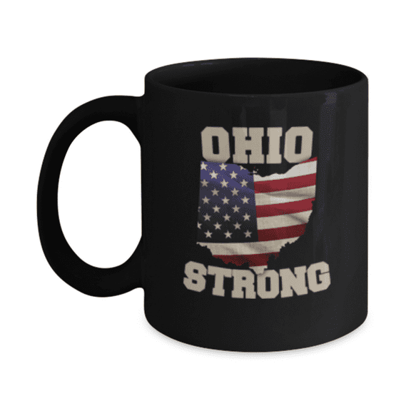 USA State Strong Ohio coffee Black mug - Porcelain Black coffee mugs 11 oz