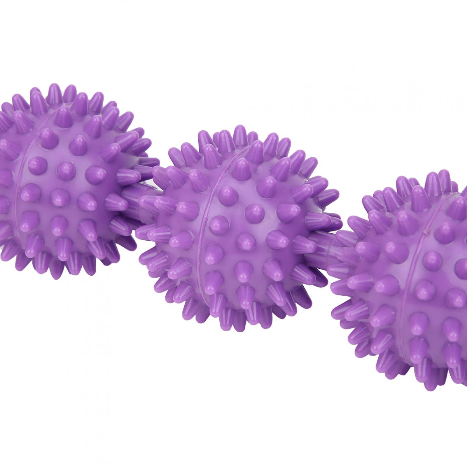 BIMZUC 2Pcs Massage Stick Muscle Relaxation Massager Five Balls Spiky Fascia Rods Yoga Roller 20.5 inches / 52 cm Purple