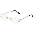 thumbnail image 1 of Vintage Rimless Rectangle Sunglasses Tinted Lens Gold Metal Frameless Eyewear Sunglasses for Women Men, 1 of 5