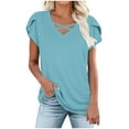 thumbnail image 2 of Xdegoge Same Day Delivery Womens T Shirts Short Sleeve V Neck Tops Summer Fashion Tunic Shirts Loose Dressy Casual Blouses Y2K Plus Size Tees BlUSAs De Mujer En Oferta Returns and Refunds, 2 of 6