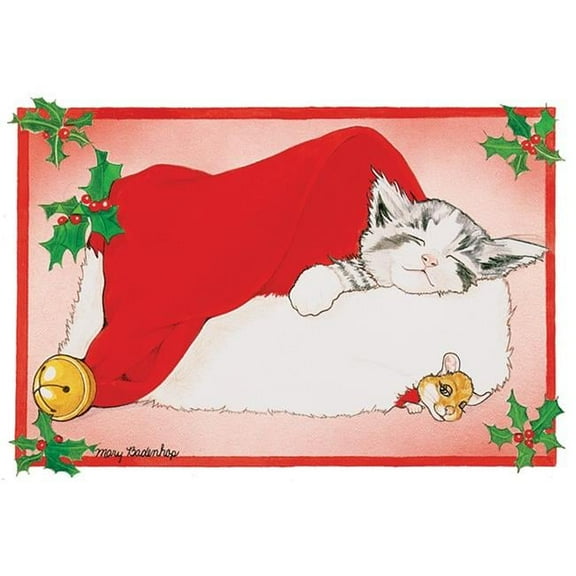 Pipsqueak Productions C428 Santas Cap Cat Christmas Boxed Cards - Pack of 10