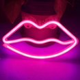 thumbnail image 2 of Letrero de luz de neón con forma de labio CHAO decoración de dormitorio USB y batería, 2 of 3