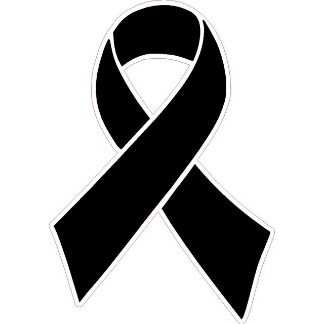 Melanoma Cancer Ribbon, Black, Printed Vinyl Decal, Sticker, Label for car, Cell Phone, Window, Computer, Wall, etc.