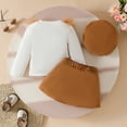 thumbnail image 5 of Chbgutlmr 3 Piece Baby Girls Clothes Kids Sweet Cute Suits Knit Tops Pearl Bow Short Skirt Sets with Hat, 5 of 8