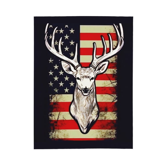 PHELIKA Deer American Flag Hunting 02 All Season Soft Throw Blanket Lightweight Flannel Fleece Blankets 40" x 50"