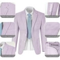 thumbnail image 3 of Lycody 2 piece Men Seersucker Suit Formal Slim Fit Suits for Summer Beach Wedding Grooms Blazer Pants Party Suit Sets, 3 of 7