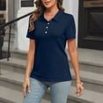 thumbnail image 6 of Oversized Tshirts for Women Collared Three-Button Short Sleeve Breathable Daily Work Shirts Business Casual Tops for Women bovemsi, 6 of 6