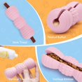 thumbnail image 2 of Juguetes masticables para perros, resistentes y rellenables, con dispensador de golosinas, de caucho natural duradero para la limpieza dental, 4,3 x 4,3 x 12,7 cm, color rosa., 2 of 5