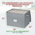 thumbnail image 5 of Hold N' Storage Christmas Ornaments Storage Box Polyester with Zipper, up to 80- 3" Ornaments - Gray, 5 of 9