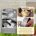 thumbnail image 4 of Exprimidor de Ajos, Prensa de Ajo Manual, Triturador de Ajo Acero Inoxidable con Mango Cómodo, Aplastador de Ajos con Pelador de Ajos de Silicona y Cepillo para Limpieza, Garlic Press, Negro, 4 of 4