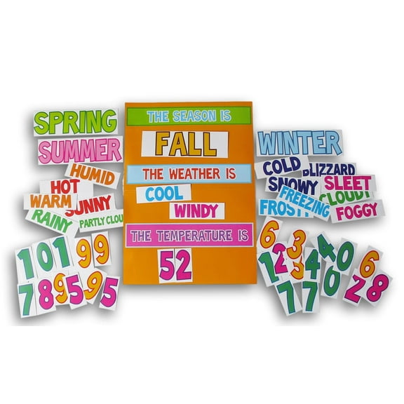 Today's Weather Classroom Chart Set - 12 x 17 Inch Poster   50 Cutouts for Customizing