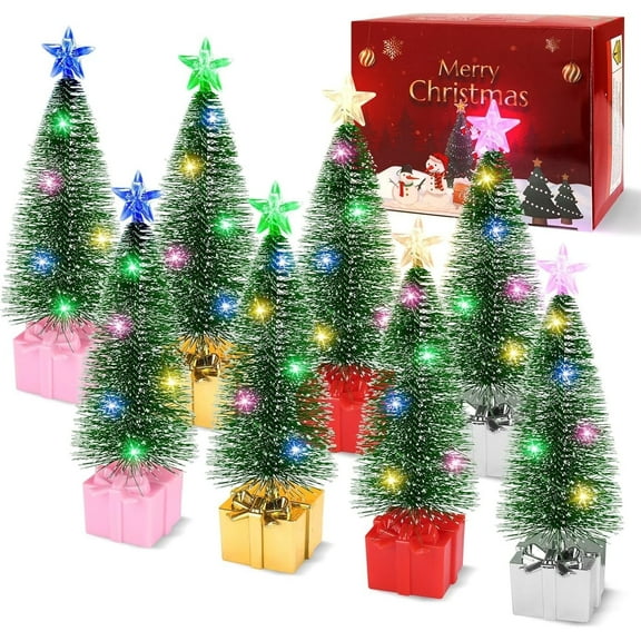 Mini Christmas Tree with Lights, 8 Pcs Christmas Centerpieces for Tables Holiday Party Decorations