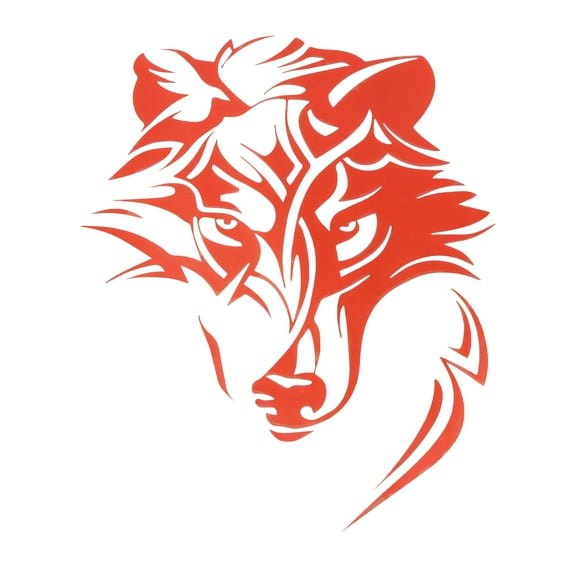 Unique Bargains Reflective Bumper Decal Reflective Red Square Line Wolf Head Reflective Car Sticker Personalized Decoration Vehicle Body or Door or Window 1 Pcs