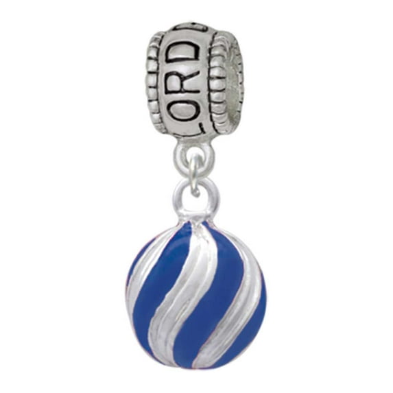 Delight Jewelry Silvertone 3-D Blue Striped Ornament Lord Guide Me Charm Bead
