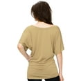thumbnail image 5 of Made by Johnny Women's Boat Neck Short Sleeve Dolman Drape Top M TAUPE, 5 of 6
