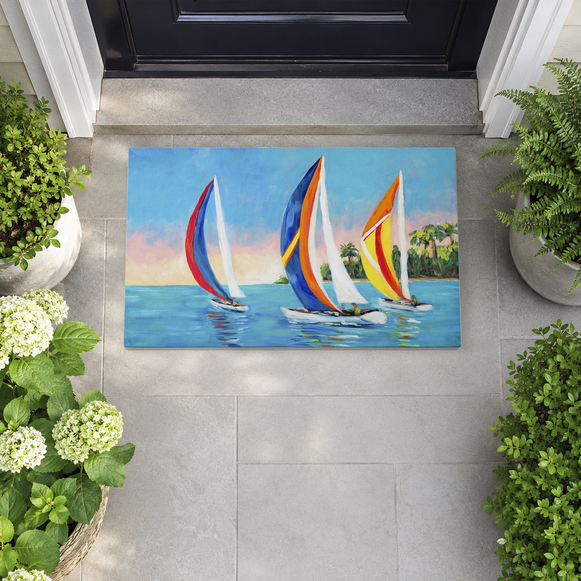 Stupell Industries Morning Sails on Sea Printed Outdoor Door Floor Mat, design by Julie DeRice