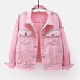 thumbnail image 1 of Women Spring And Autumn Coats Warm Solid Long Sleeve Denim Jacket Outerwear-DF, 1 of 4