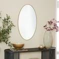thumbnail image 3 of DecMode Contemporary Oval Wood Wall Mirror with Matte Gold Frame, 18"W x 32"H, 3 of 12