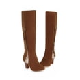 thumbnail image 6 of Xiaoxatg Women's -High Boots Retro High Heeled Knee Length Fashionable Side Zipper Autumn Winter 7.5 Brown, 6 of 9