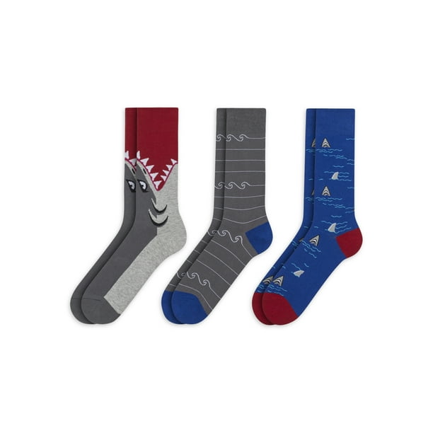 Men's 3 Pack Cotton Novelty Crew Socks