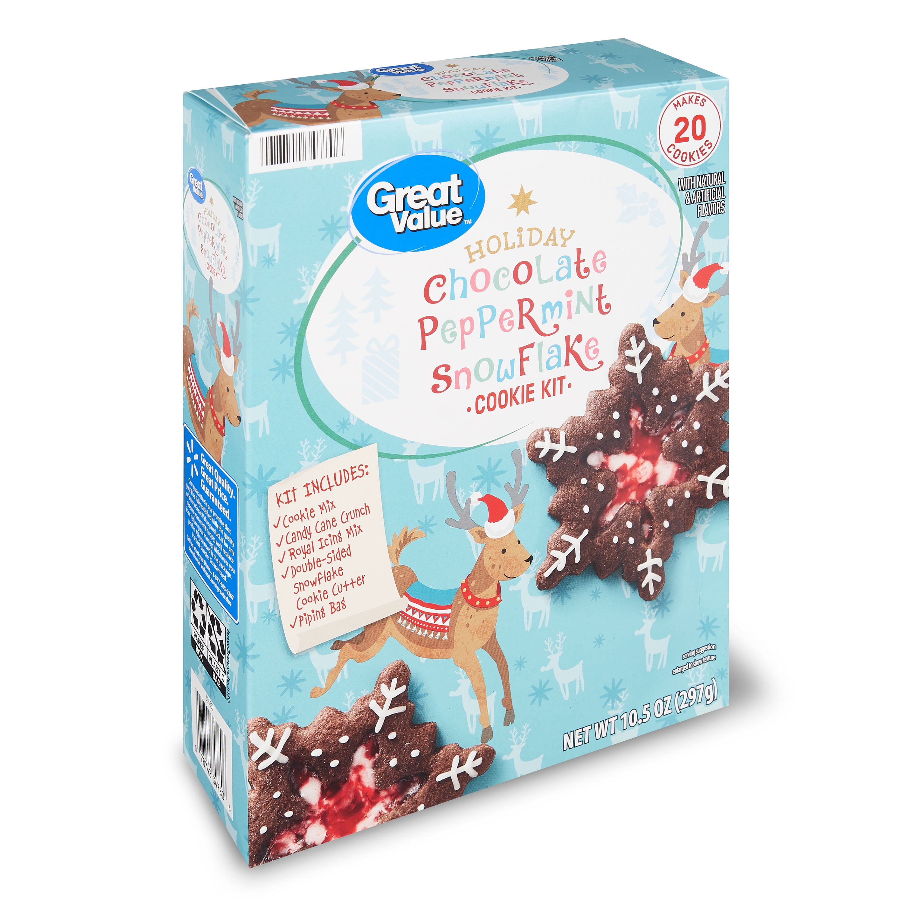 Great Value Holiday Chocolate Peppermint Snowflake Cookie Kit, 10.5 oz