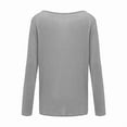 thumbnail image 4 of Women'S Long Sleeve Boat Neck Off Shoulder Blouse Tops Grey L, 4 of 5