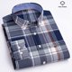 thumbnail image 1 of Oxford-Camisa de manga larga para hombre, 100% algodón, informal, ajustada, Color sólido, estampado a cuadros, a rayas, Formal, talla grande, 1 of 4