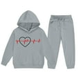 thumbnail image 5 of BLVB Boys Girls Sweatsuit Cute Valentines Day Heart Print Child Toddler Kids Long Sleeve Sweatshirt Sweatpants 2 Piece Outfits, 5 of 5