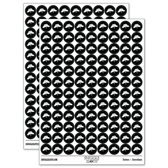 Solid Berries Berry Branch 200  Round Stickers - Black - Gloss Finish - 0.50" Size