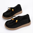 thumbnail image 4 of Shrysg Women's Vintage Faux Leather Beaded Lace Up Casual Shoes Soft Sole Round Toe Loafer Comfortable Slip On Walking Shoes for Daily Wear Black, 4 of 7