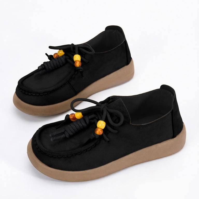 black beaded dress shoes Women's Round Toe Loafers Comfortable Lace up Flat Fashion Lightweight Shoes Casual Walking Shoes for Women 8.5(41) mini quinceanera dresses